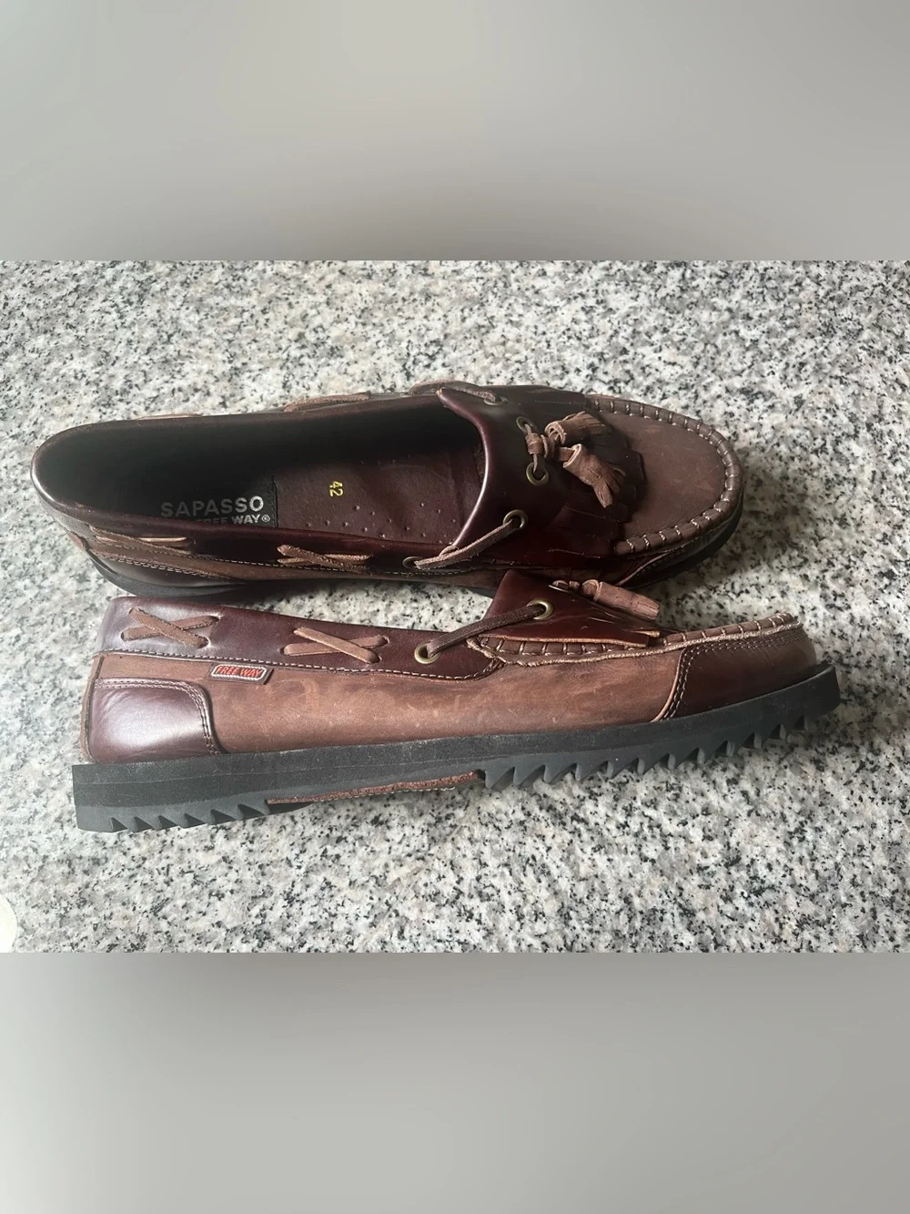 Freeway Brown and Burgundy Tassel Boat Shoes